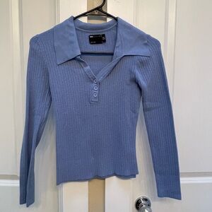 Soft light blue polo long sleeve